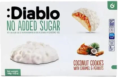 :Diablo Kokoskekse mit Karamell & Erdnüssen ohne Zuckerzusatz